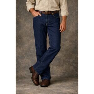 J Peterman Jeans Mens 38x32 Button  Fly Blue Denim Jeans Casual